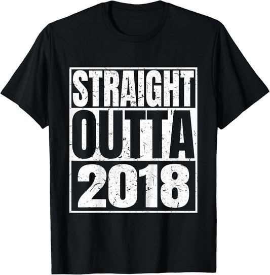 Straight Outta 2018 Classic 2018 Birth Of Birthday Vintage T-Shirt - T-Shirt | Black