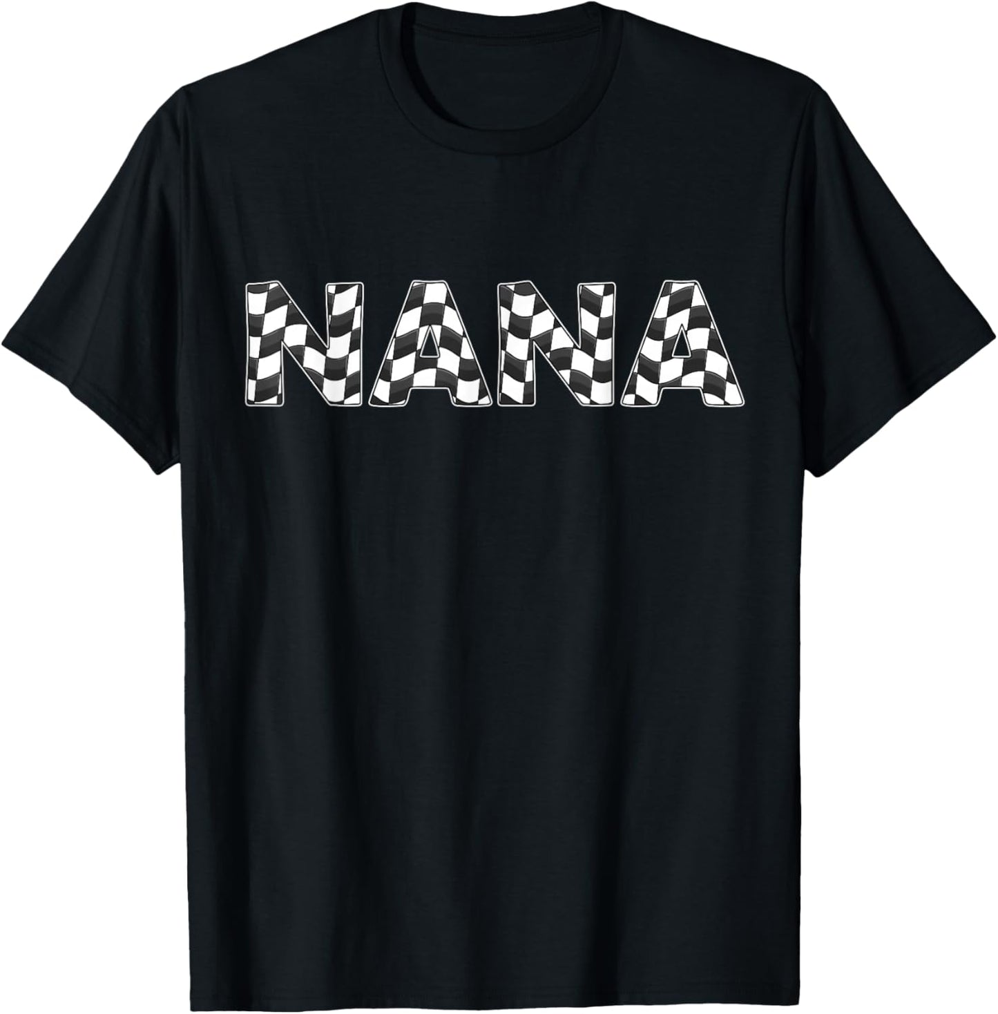 Checked Race Car Nana White Black Checkerboard Women Flag T-Shirt - T-Shirt | Black