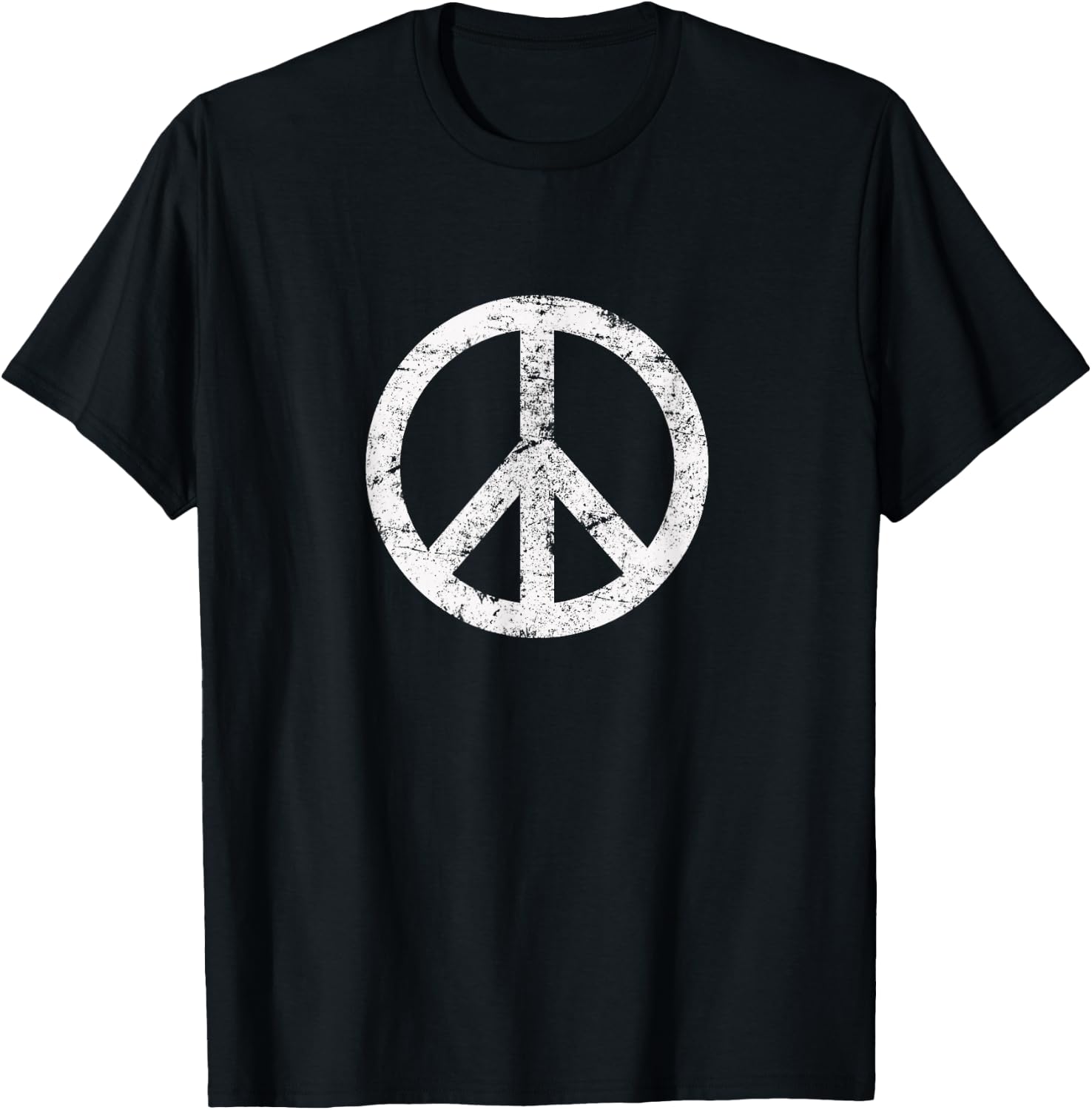 Distressed Hippie Peace Sign Cool Vintage Symbol Men Women T-Shirt - T-Shirt | Black