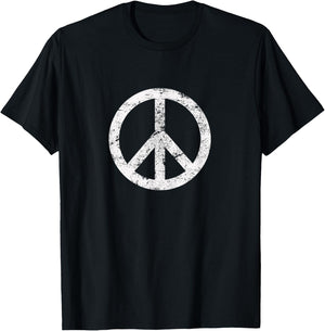 Distressed Hippie Peace Sign Cool Vintage Symbol Men Women T-Shirt - T-Shirt | Black