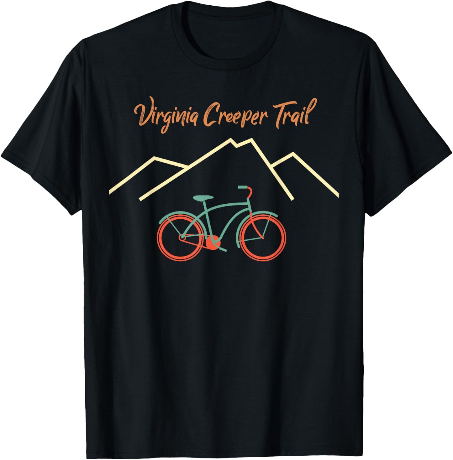 Virginia Creeper Trail Retro Mountain Bike and Hike T-Shirt - T-Shirt | Black