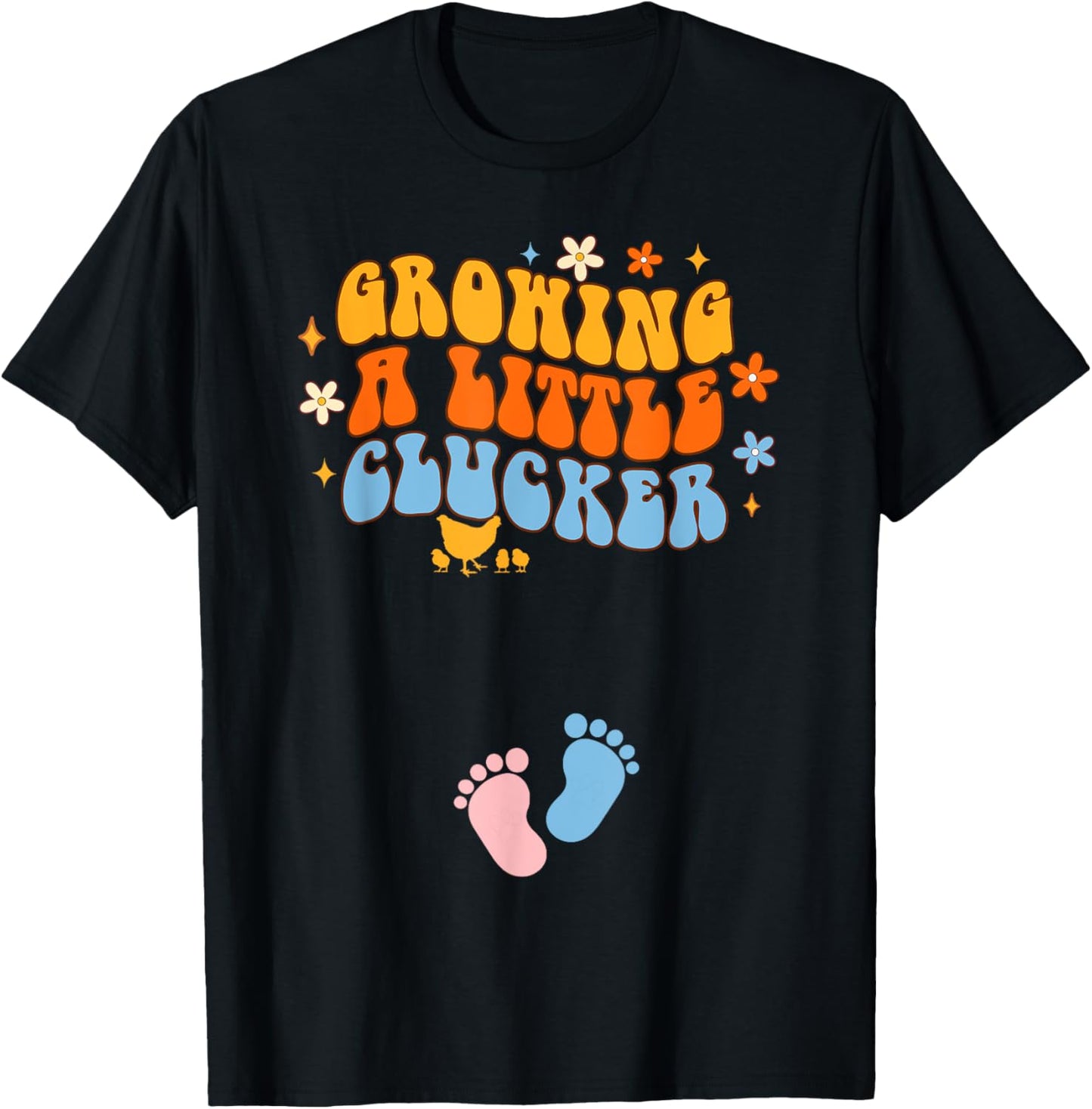 Pregnancy Announcement Chicken Growing A Little A Clucker T-Shirt - T-Shirt | Black
