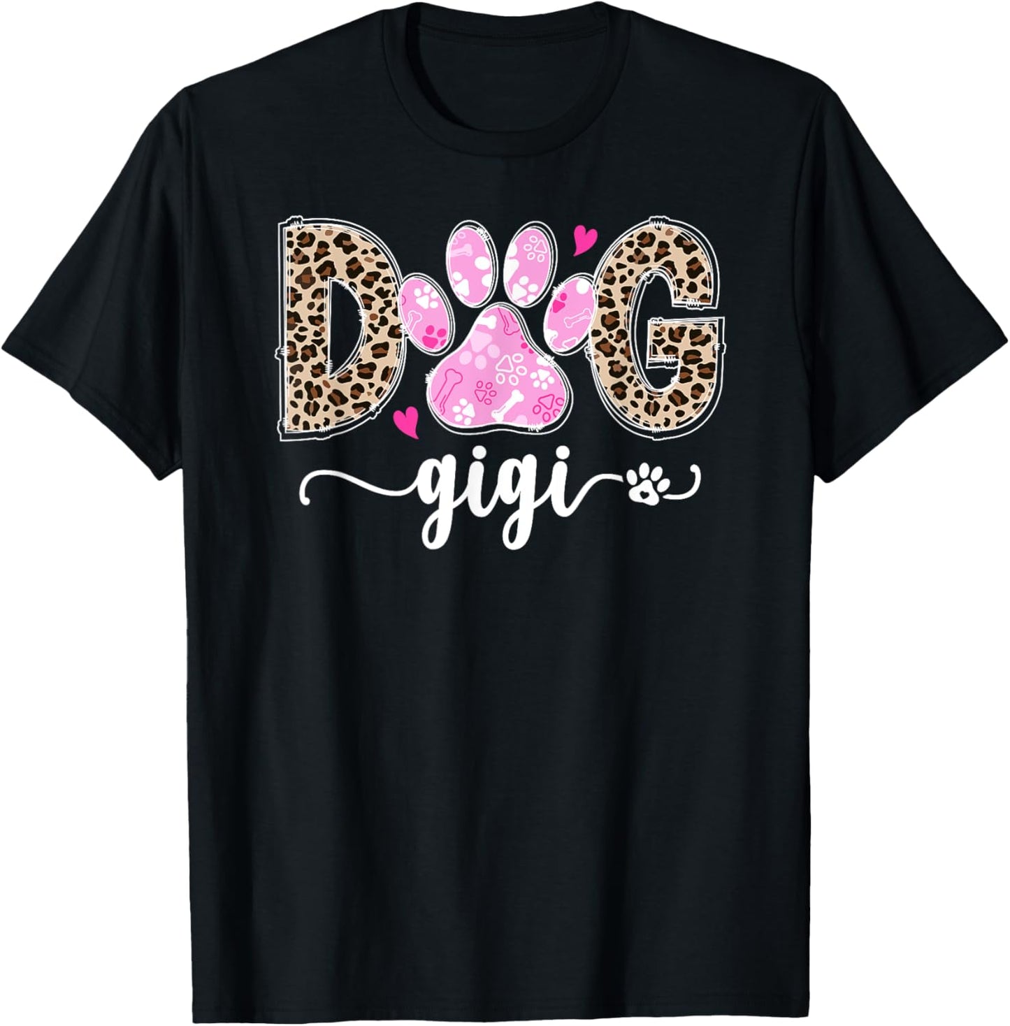 Dog Gigi Dog Lover Gigi Grandma Leopard T-Shirt - T-Shirt | Black
