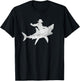 Cowboy Riding a Shark Distressed T-Shirt - T-Shirt | Black