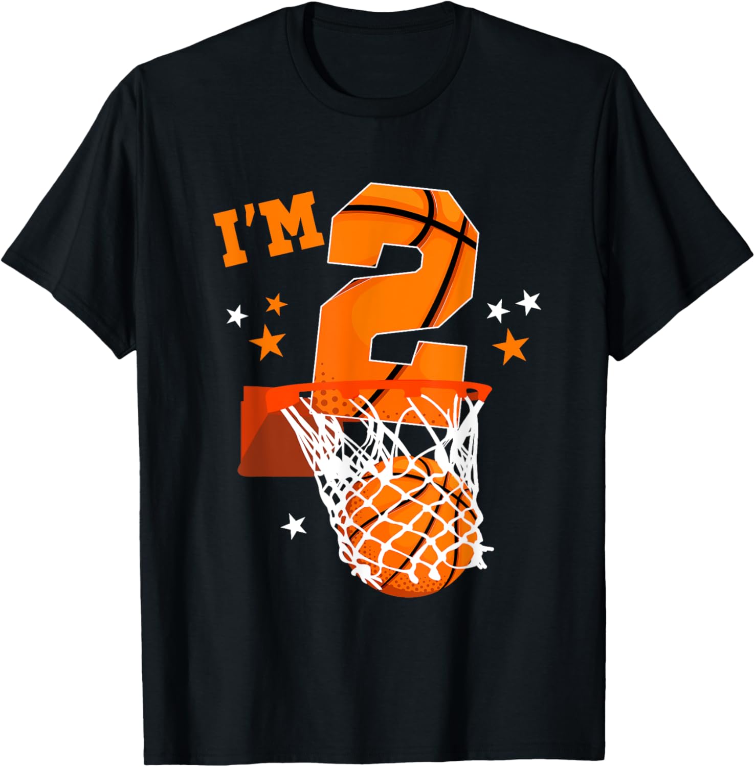 2nd Birthday Basketball Themed For Boy 2 Year Old T-Shirt - T-Shirt | Black