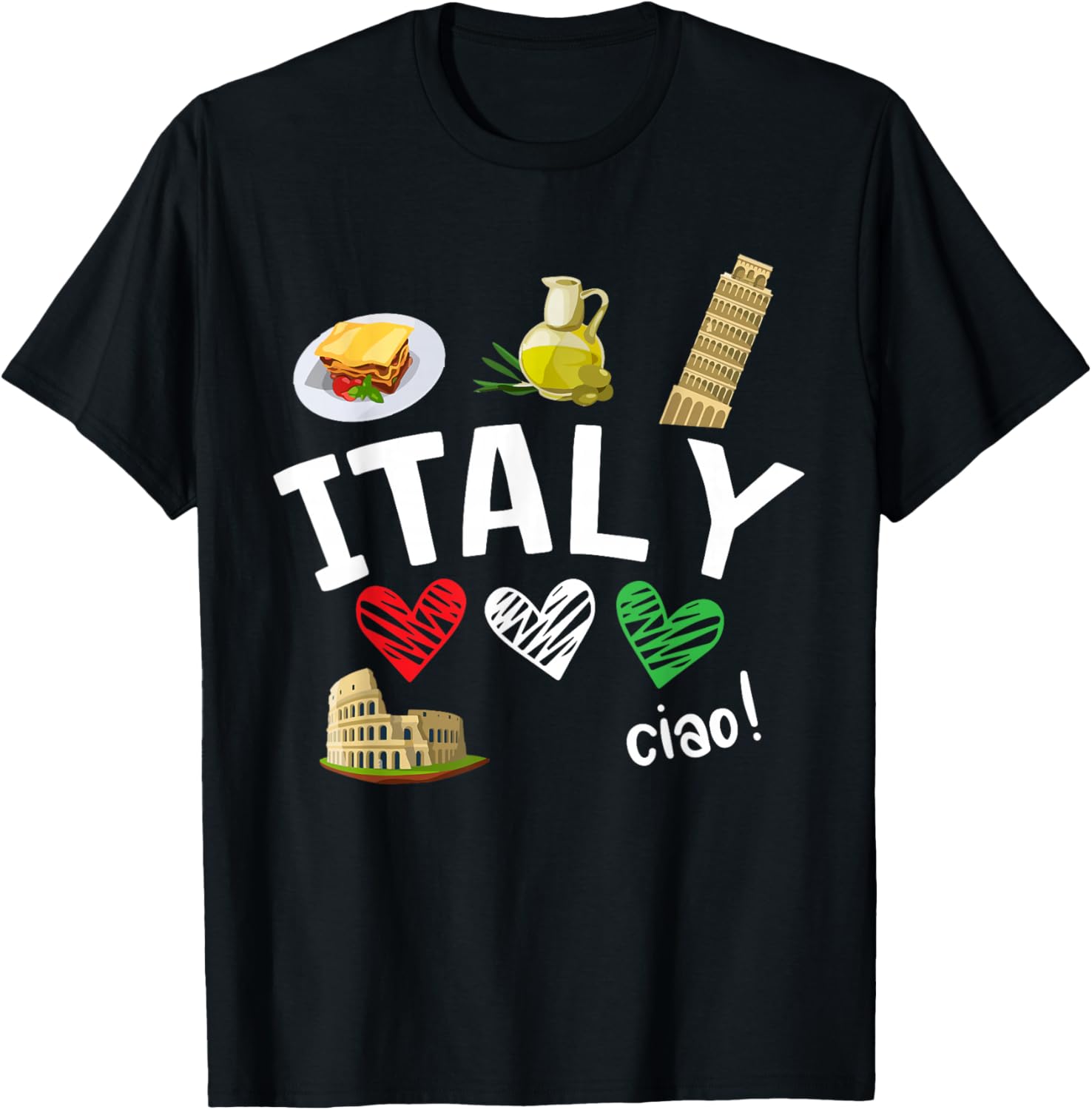 Love Italy and Everything Italian Culture T-Shirt - T-Shirt | Black