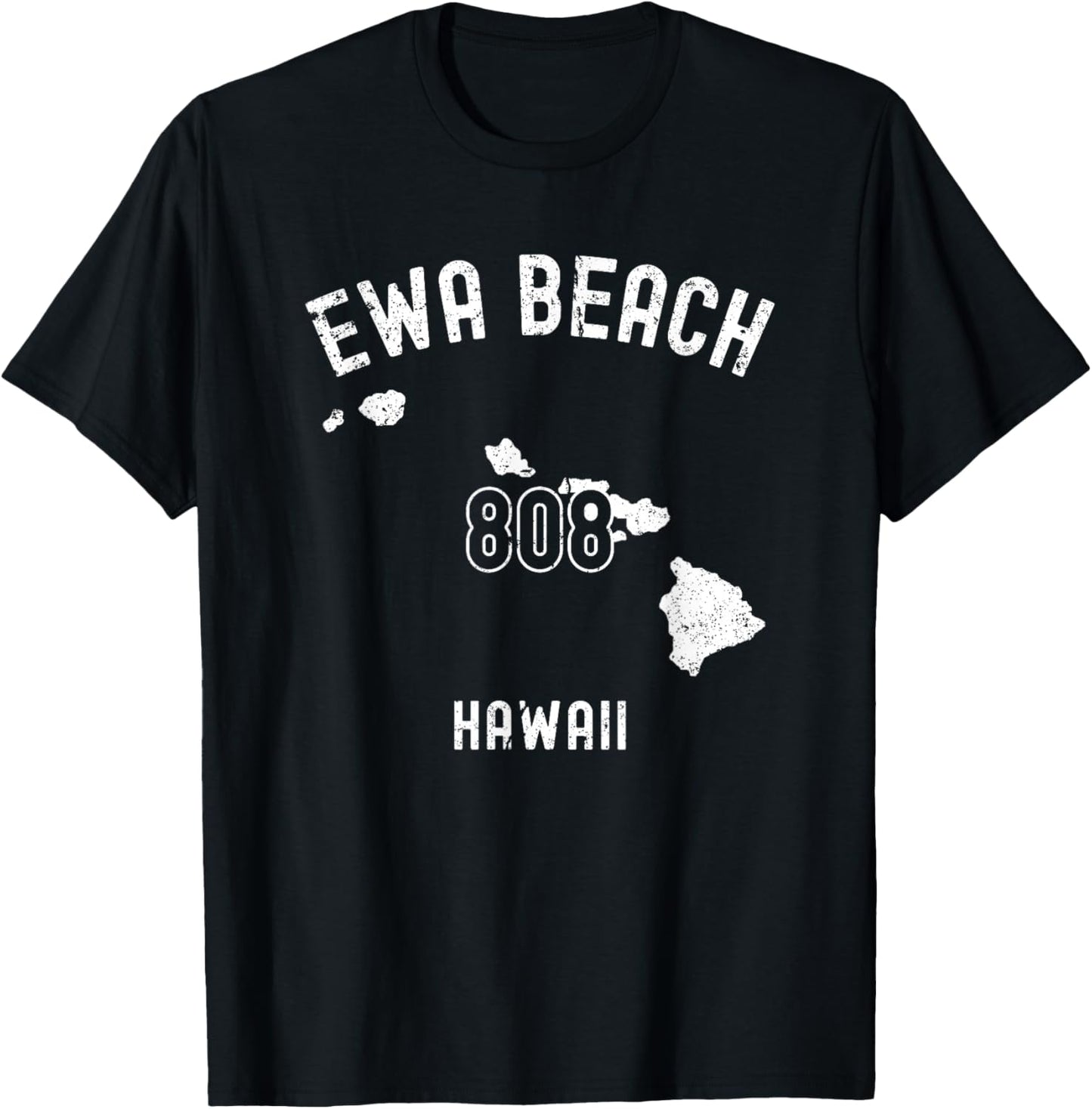 Ewa Beach Hawaii HI 808 Vintage Athletic Style T-Shirt - T-Shirt | Black