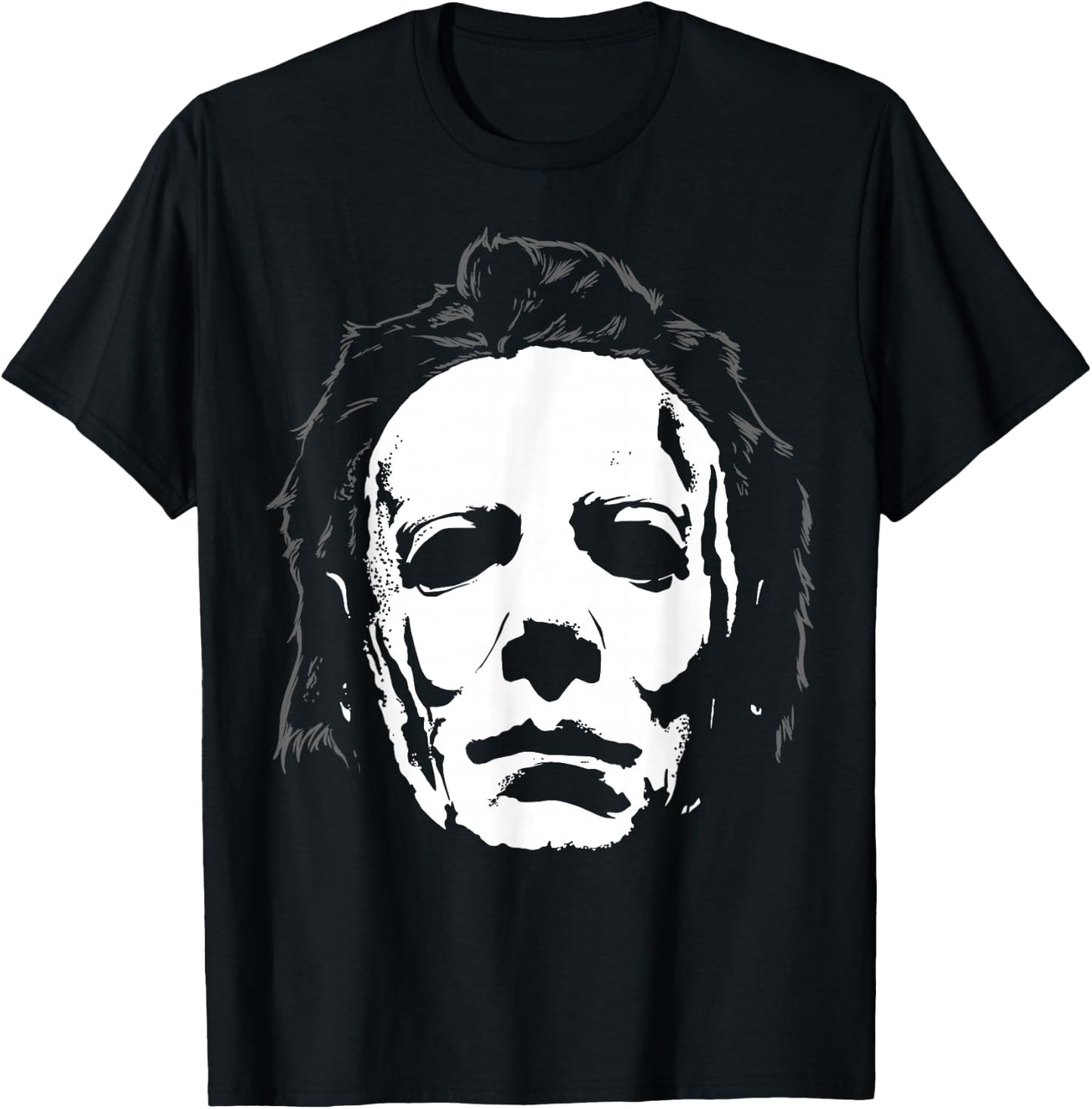 Halloween Michael Myers Mask Big Face T-Shirt - T-Shirt | Black