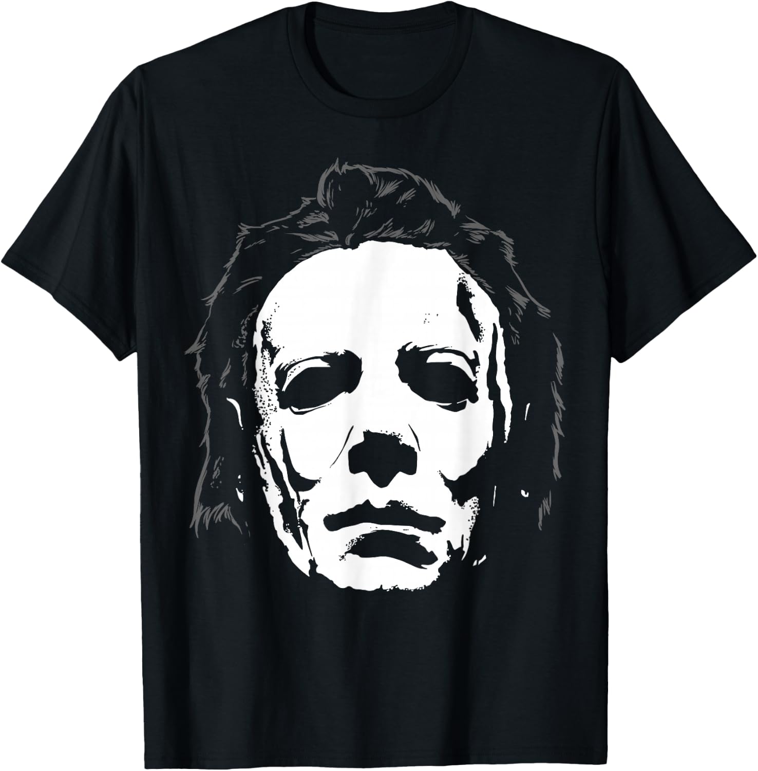 Halloween Michael Myers Mask Big Face T-Shirt - T-Shirt | Black