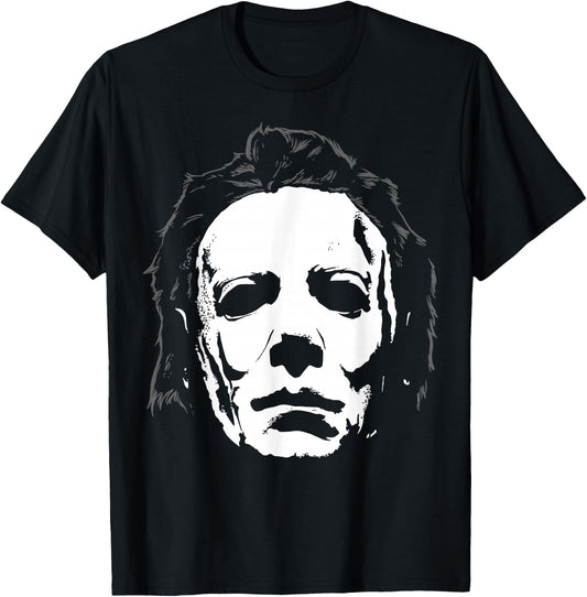 Halloween Michael Myers Mask Big Face T-Shirt - T-Shirt | Black