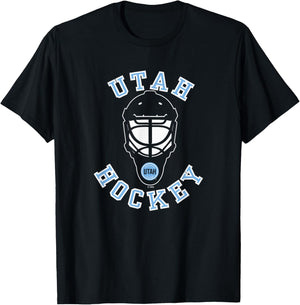 Utah Hockey Club Hockey Mask Black Officially Licensed T-Shirt - T-Shirt | Black