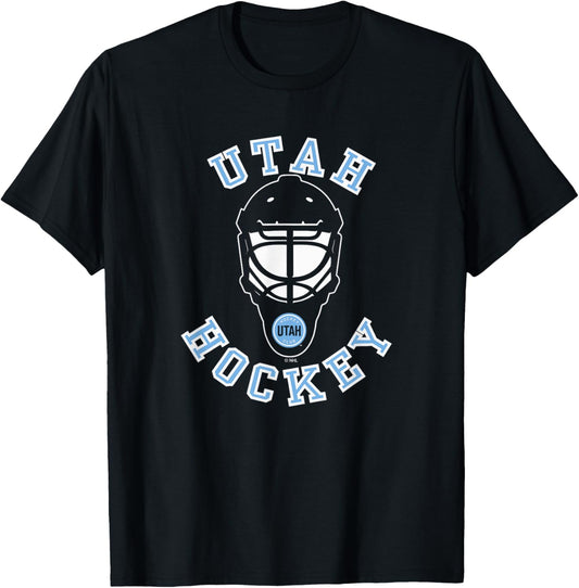 Utah Hockey Club Hockey Mask Black Officially Licensed T-Shirt - T-Shirt | Black
