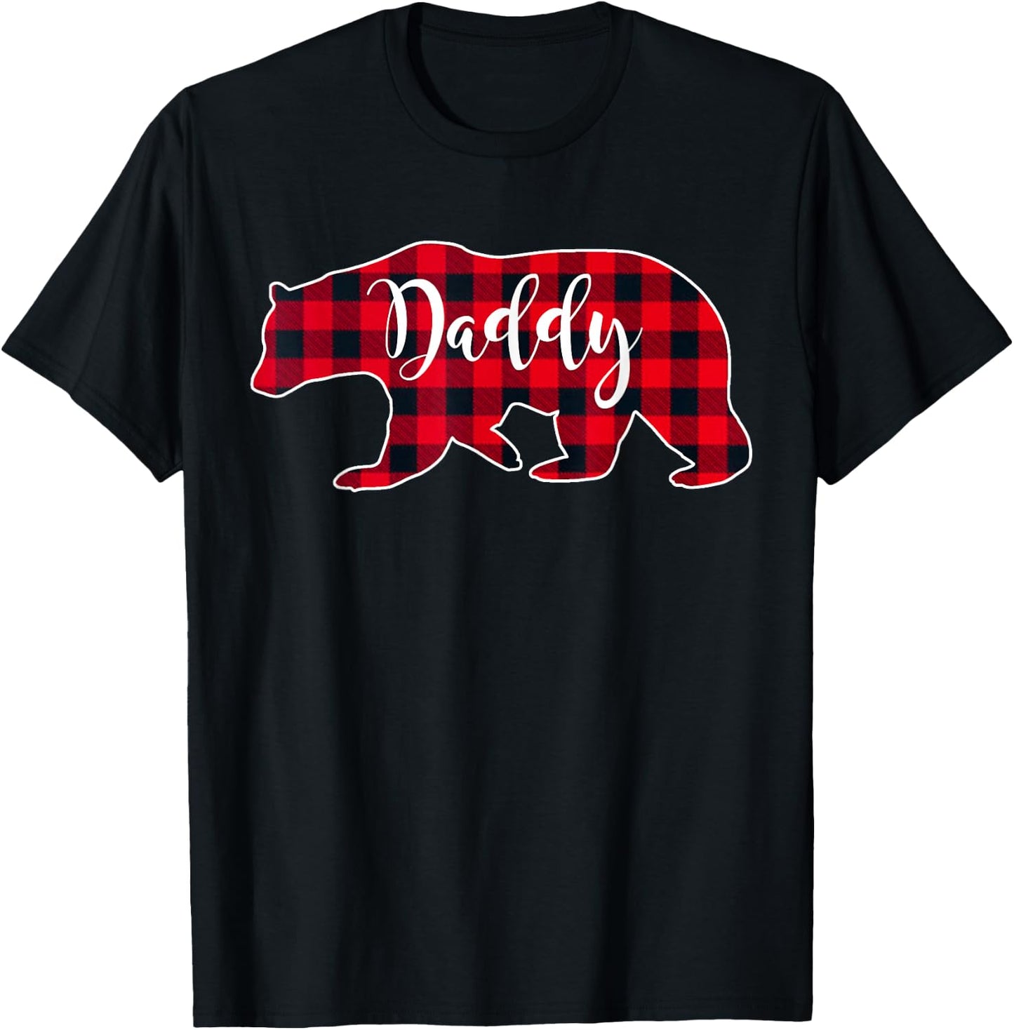Daddy Bear Black Red Buffalo Check Plaid Fun Dad Father Gift T-Shirt - T-Shirt | Black