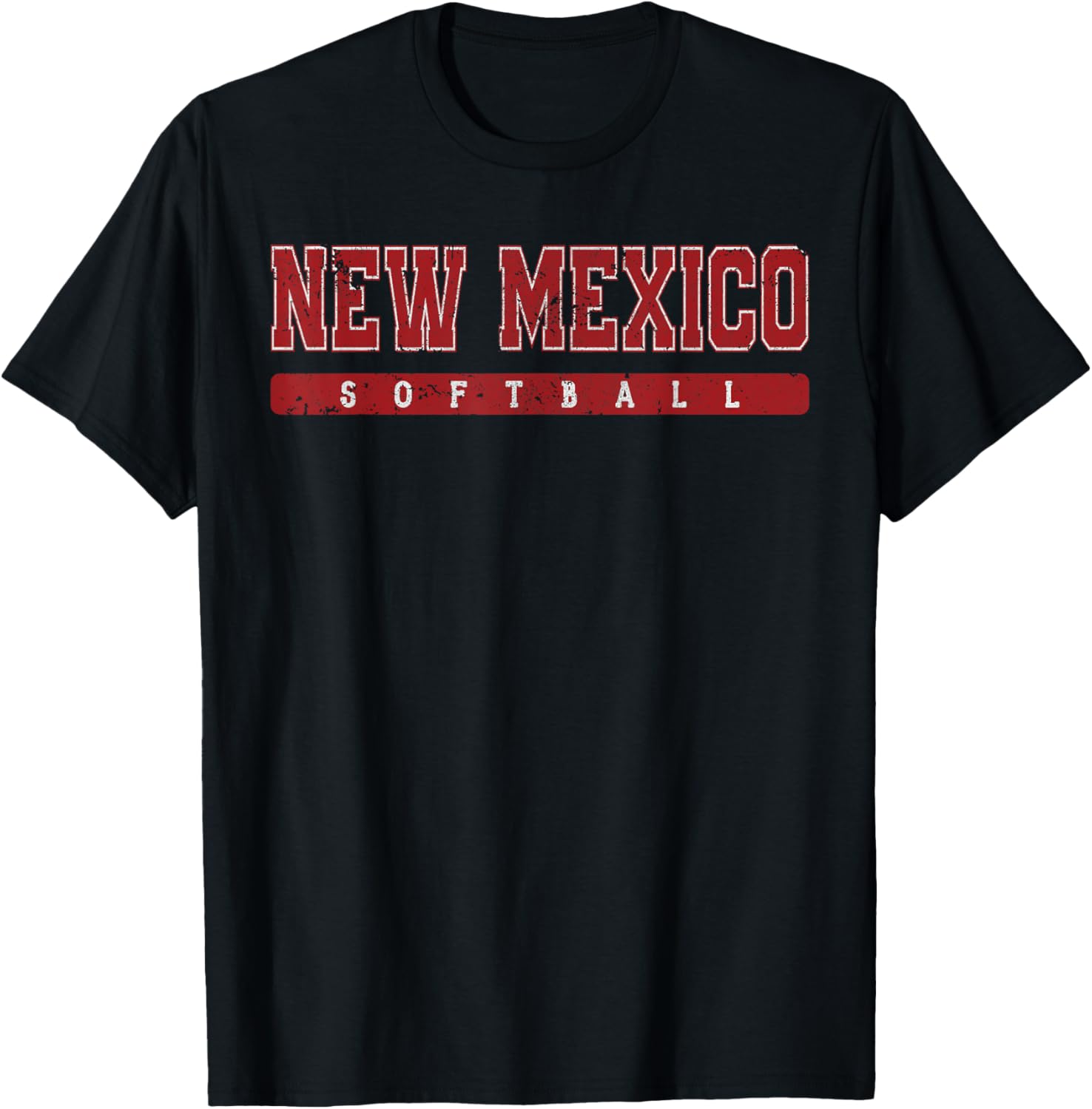 New Mexico Softball Red Vintage Text T-Shirt - T-Shirt | Black
