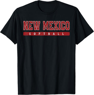 New Mexico Softball Red Vintage Text T-Shirt - T-Shirt | Black