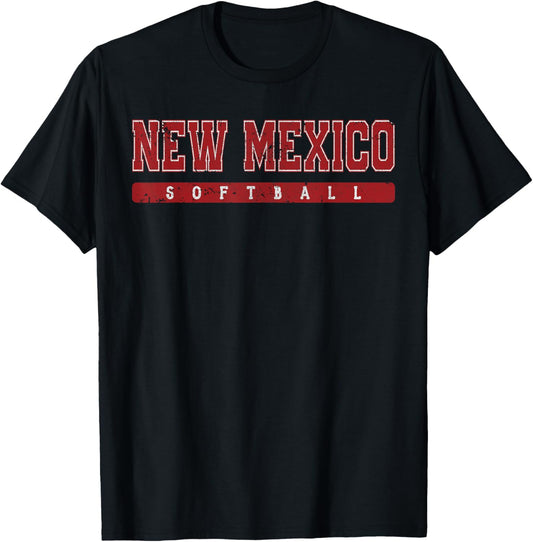 New Mexico Softball Red Vintage Text T-Shirt - T-Shirt | Black
