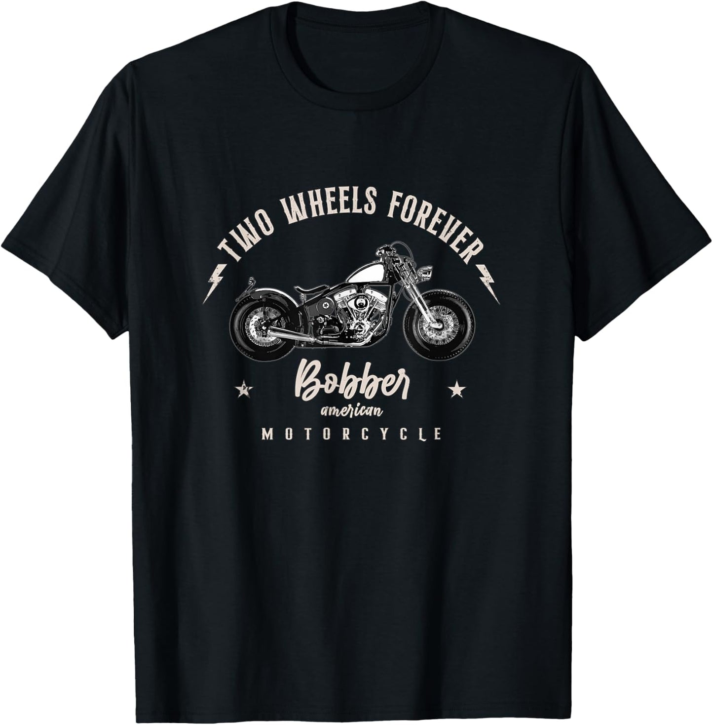 Two Wheels Always Bobber Motorcycle T-Shirt - T-Shirt | Black
