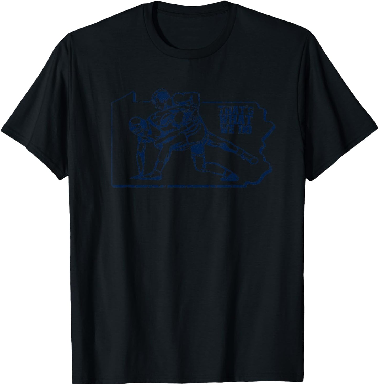 Vintage Worn State of Pennsylvania Shape Wrestling T-Shirt - T-Shirt | Black