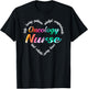 Oncology Nurse Heart Word Cloud Watercolor Rainbow T-Shirt - T-Shirt | Black