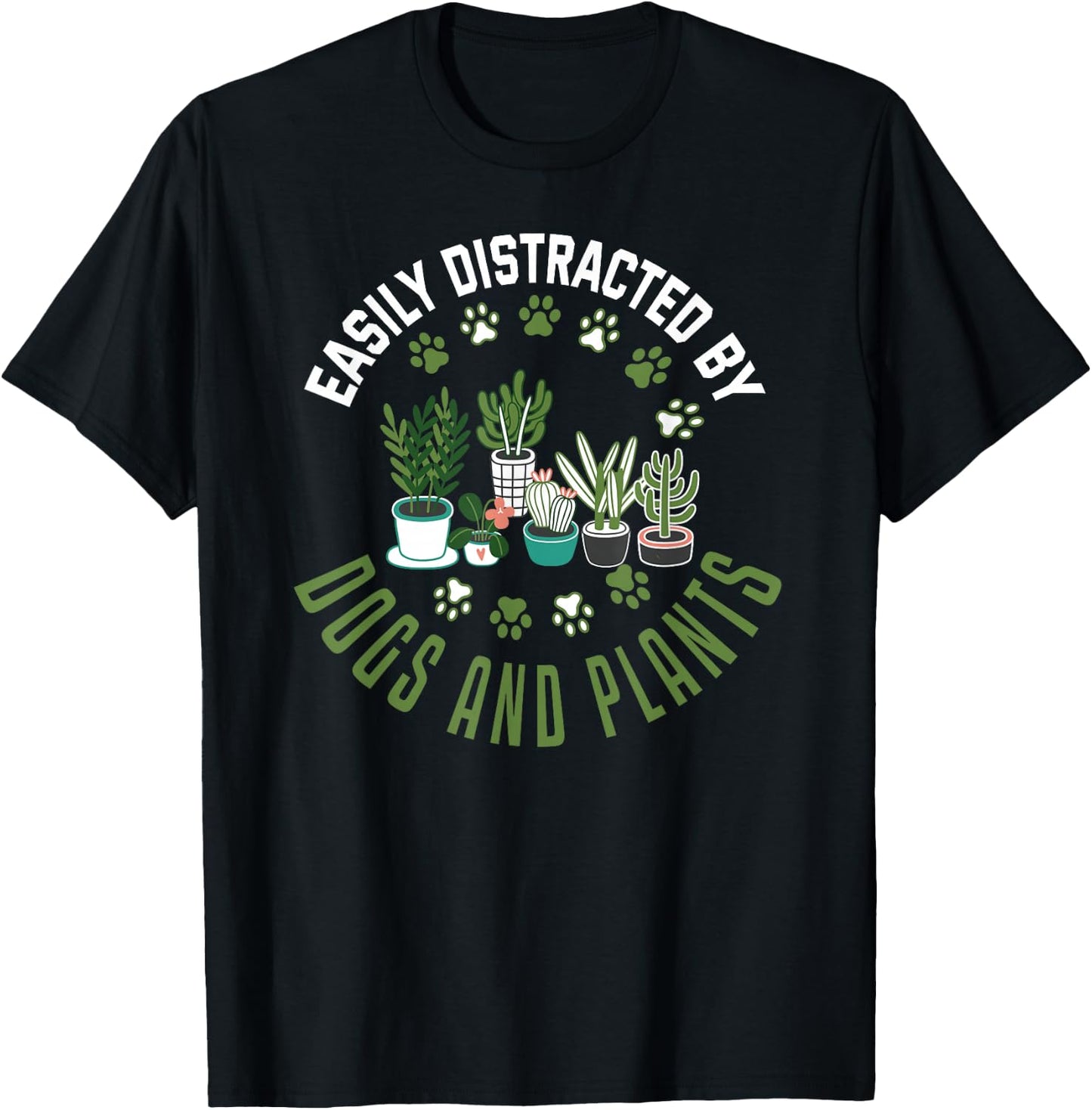 Plants and Dogs Funny Plant Lover Dog Lover Plant T-Shirt - T-Shirt | Black