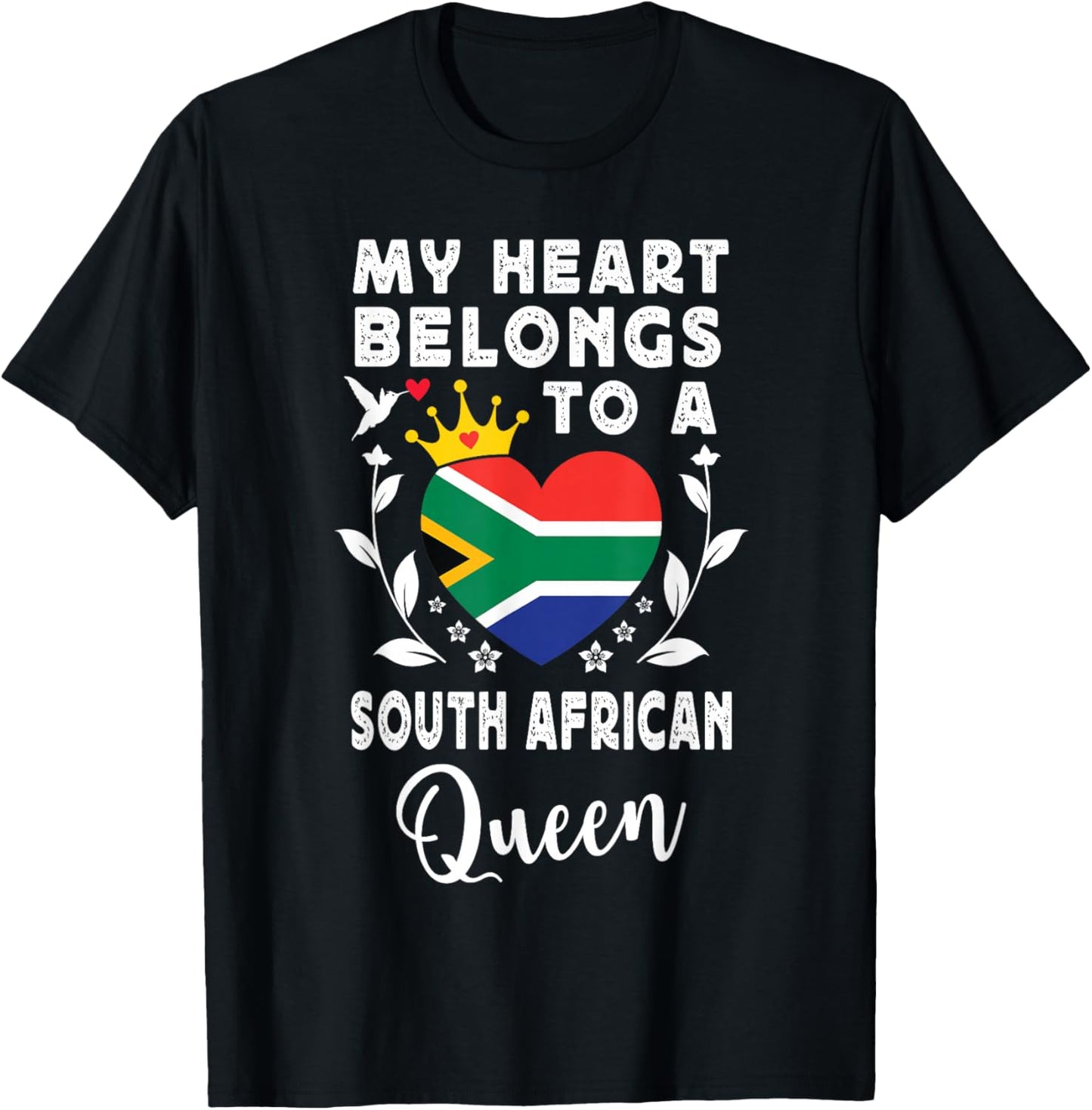 South African Queen Wife Girlfriend South Africa Flag T-Shirt - T-Shirt | Black