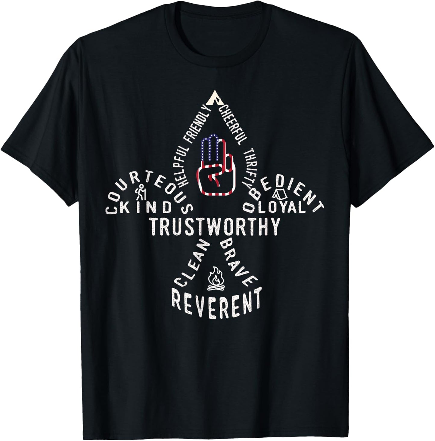 USA Scouting | American Flag Scouting Law T-Shirt - T-Shirt | Black