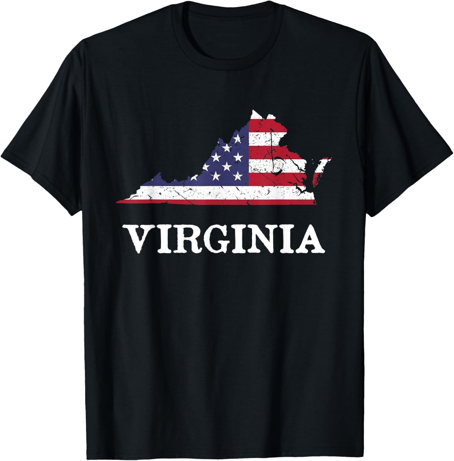 Virginia Map State American Flag 4th Of July Pride Kids Men T-Shirt - T-Shirt | Black