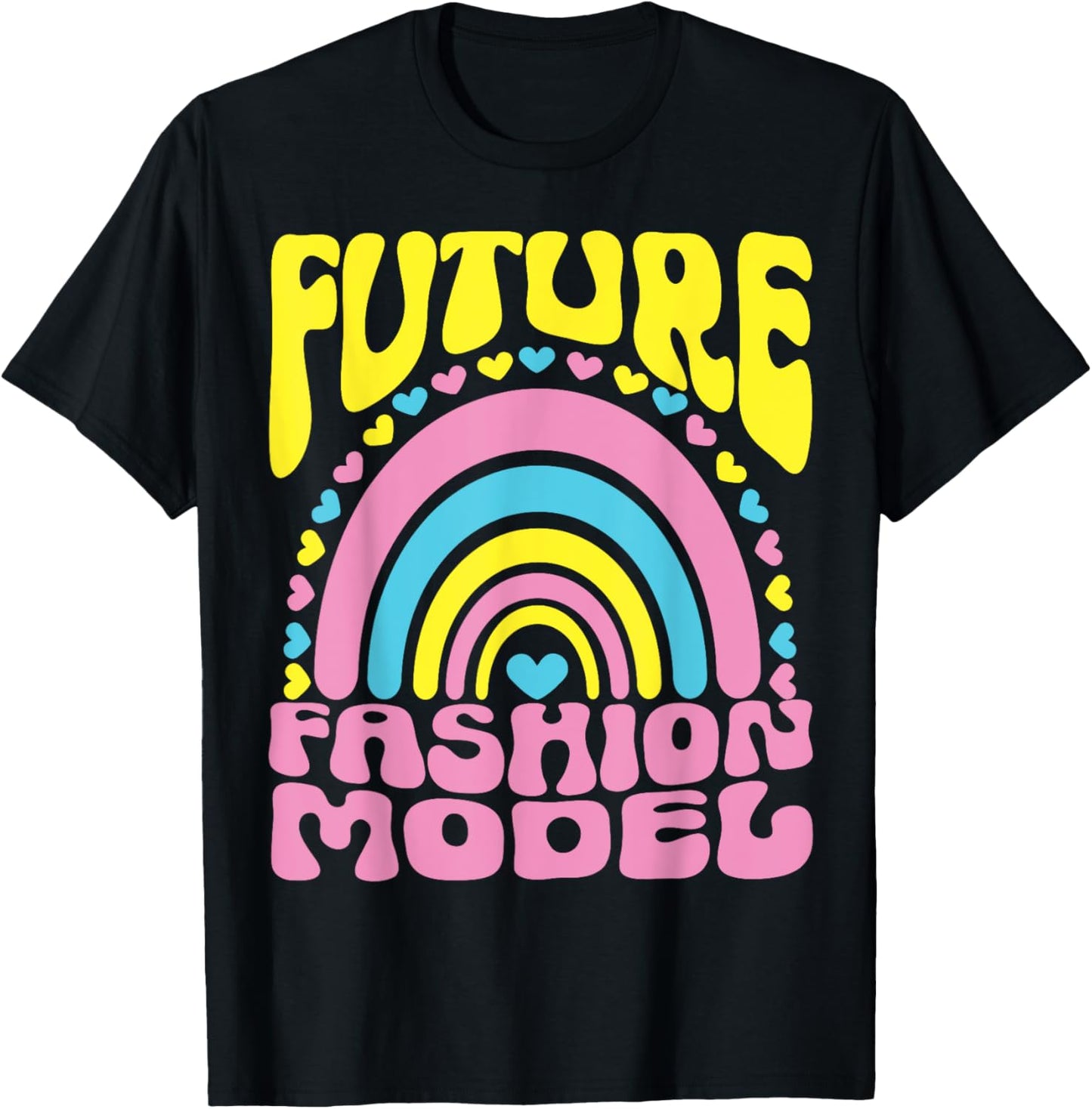 Future Fashion Model Bright Retro Rainbow Occupation T-Shirt - T-Shirt | Black
