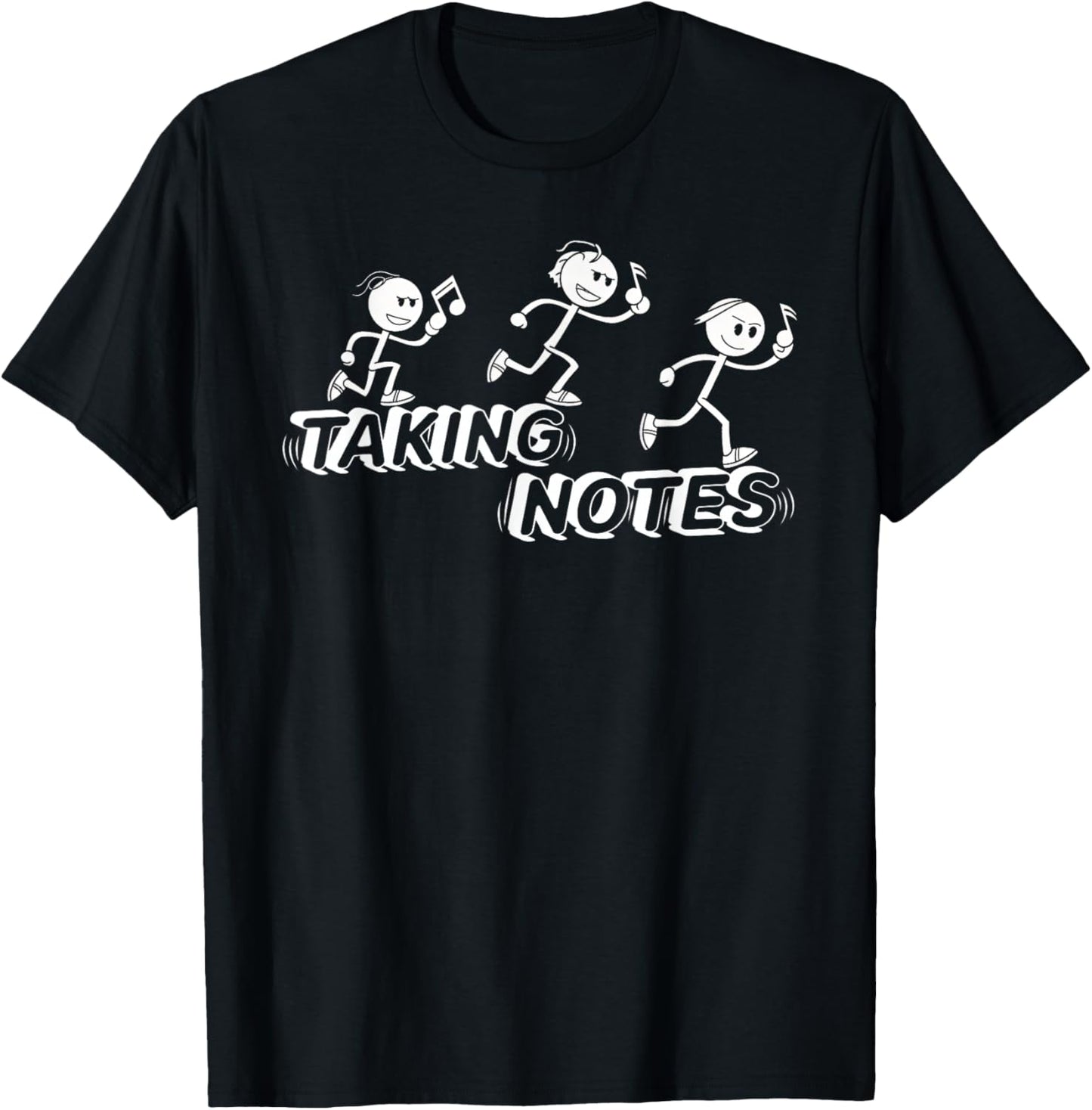 Fun "Taking Notes" Music Stick Figures T-Shirt - T-Shirt | Black