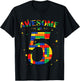 Building Blocks Bricks Awesome at 5 Years Old Birthday Boy T-Shirt - T-Shirt | Black