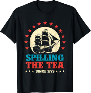 Spilling The Tea Since 1773 - USA American Flag 4th Of July T-Shirt - T-Shirt | Black