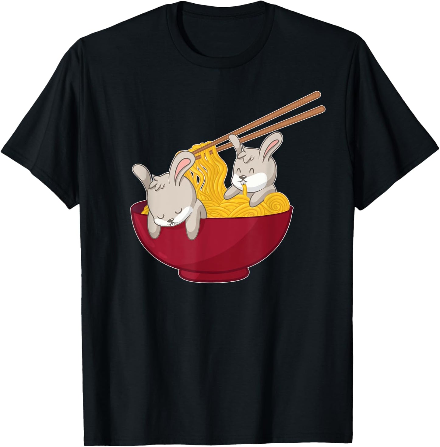 Kawaii Anime Japanese Ramen Noodles Bunny Rabbit Gift T-Shirt - T-Shirt | Black