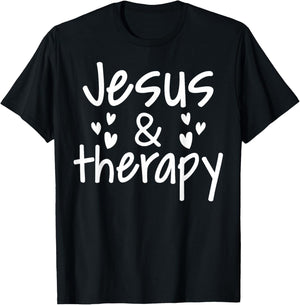 Christian Lovers Therapy and Jesus Faith Therapy and Jesus T-Shirt - T-Shirt | Black