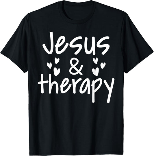 Christian Lovers Therapy and Jesus Faith Therapy and Jesus T-Shirt - T-Shirt | Black
