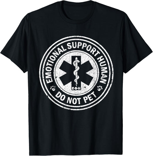 Emotional Support Human Black X-Small Classic Fit T-Shirt - T-Shirt | Black