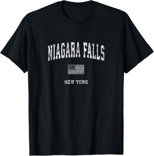 Niagara Falls New York NY Vintage American Flag Kids Men T-Shirt - T-Shirt | Black