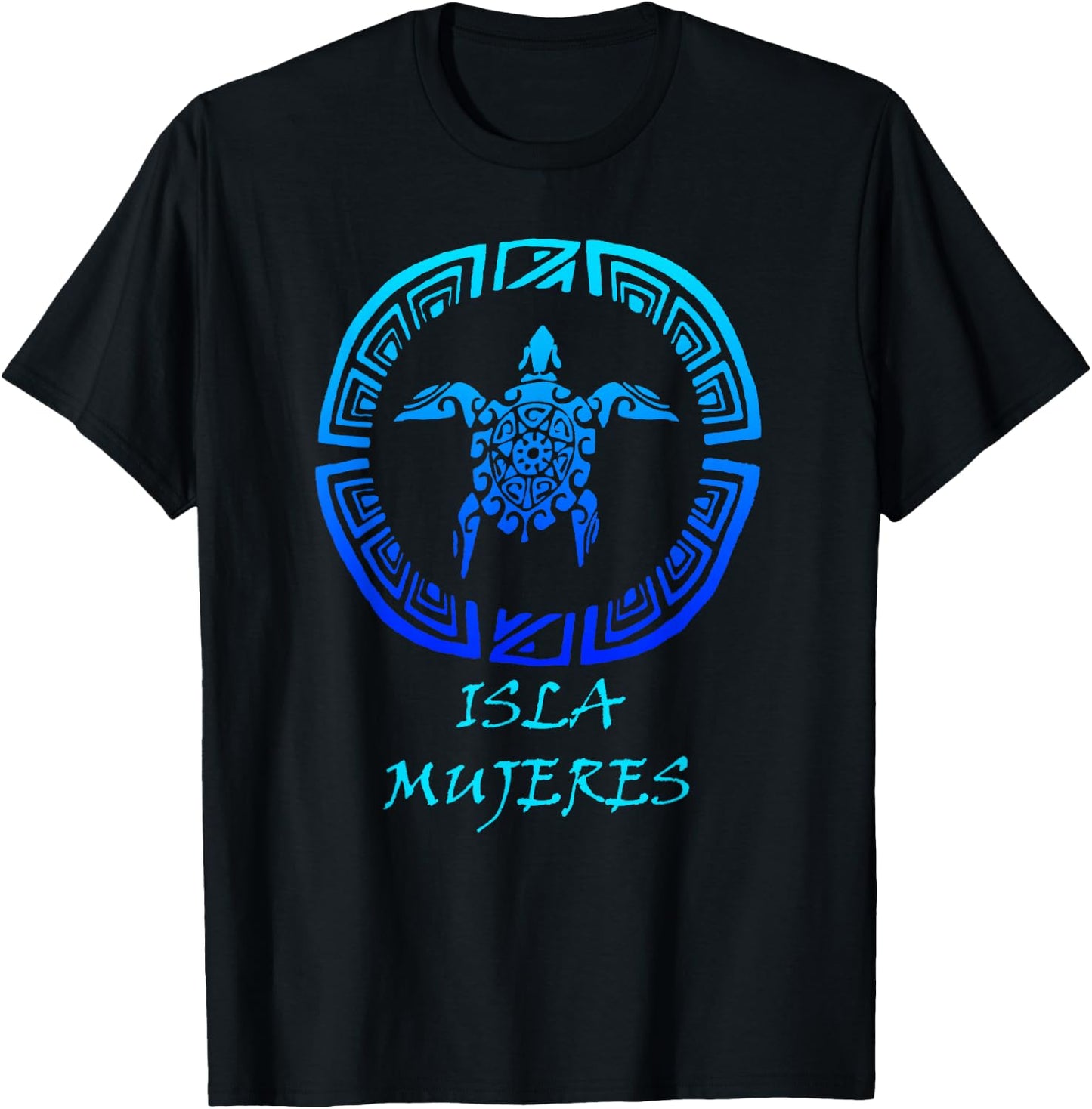 Isla Mujeres, Caribbean Vintage Retro Tribal Turtle Vacation T-Shirt - T-Shirt | Black