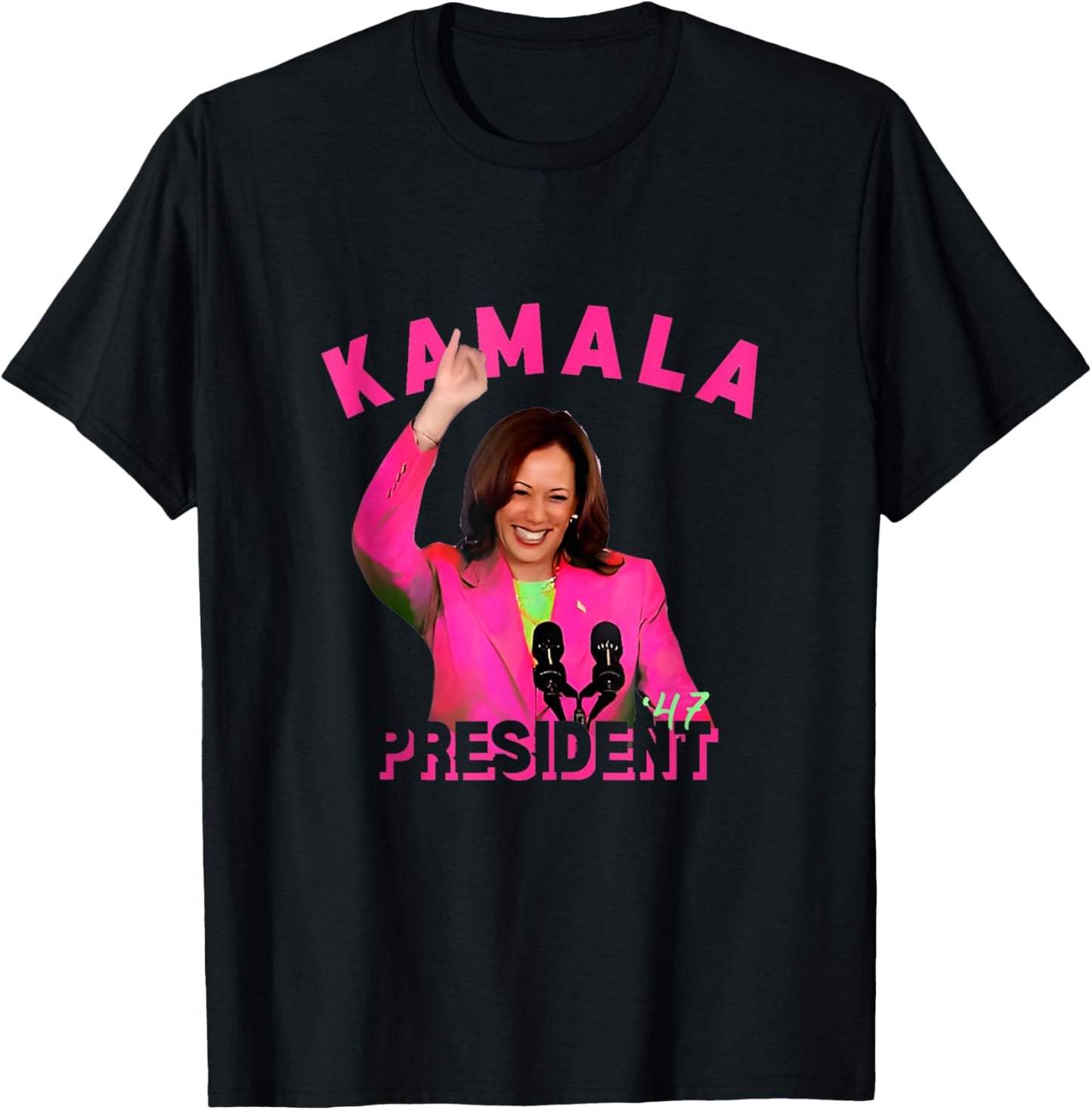 Kamala Harris Aka for President 47 Pink Comma La 2024 Women T-Shirt - T-Shirt | Black