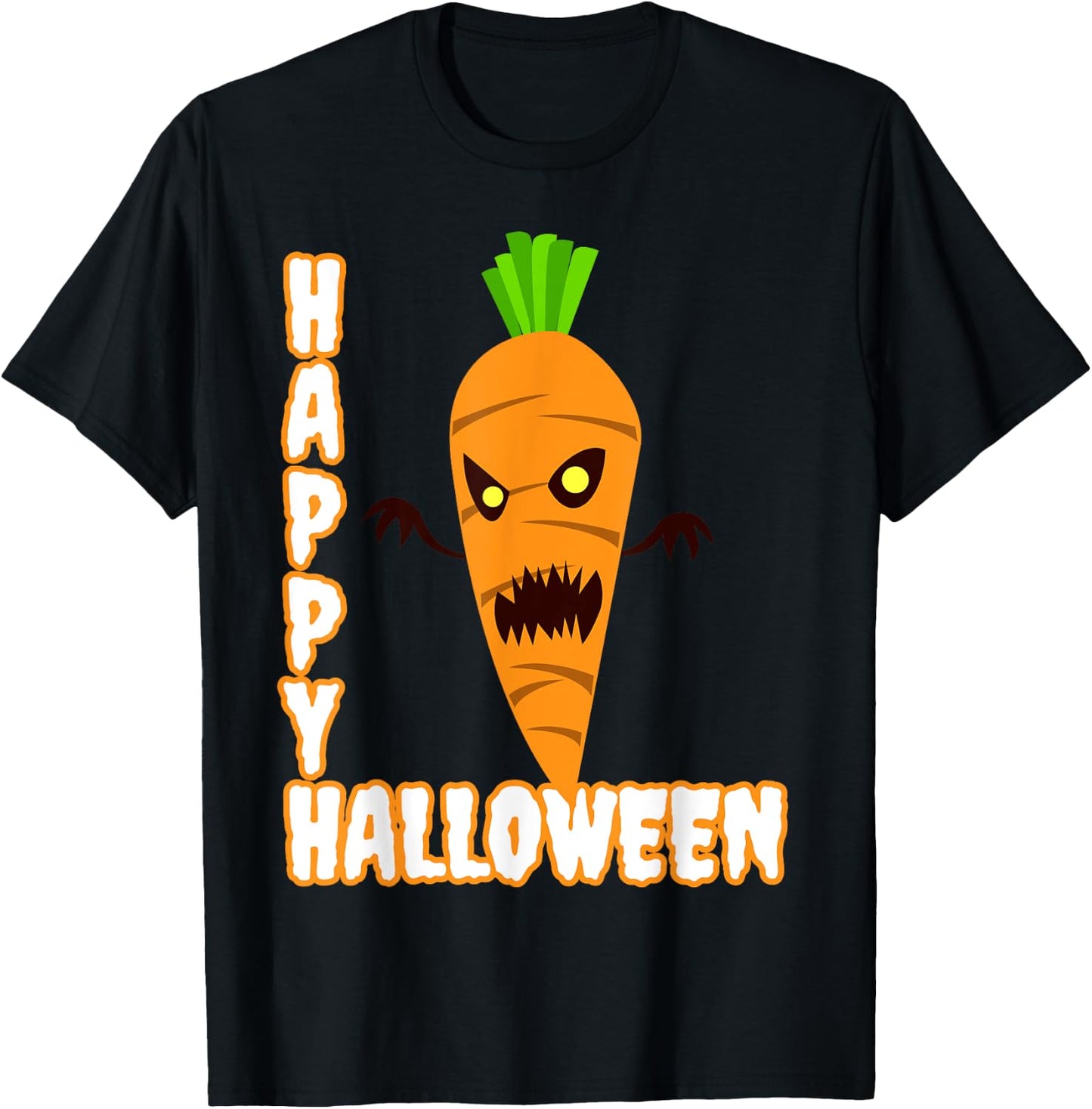 Scary Carrot Happy Halloween Men Women Boys Girls T-Shirt - T-Shirt | Black