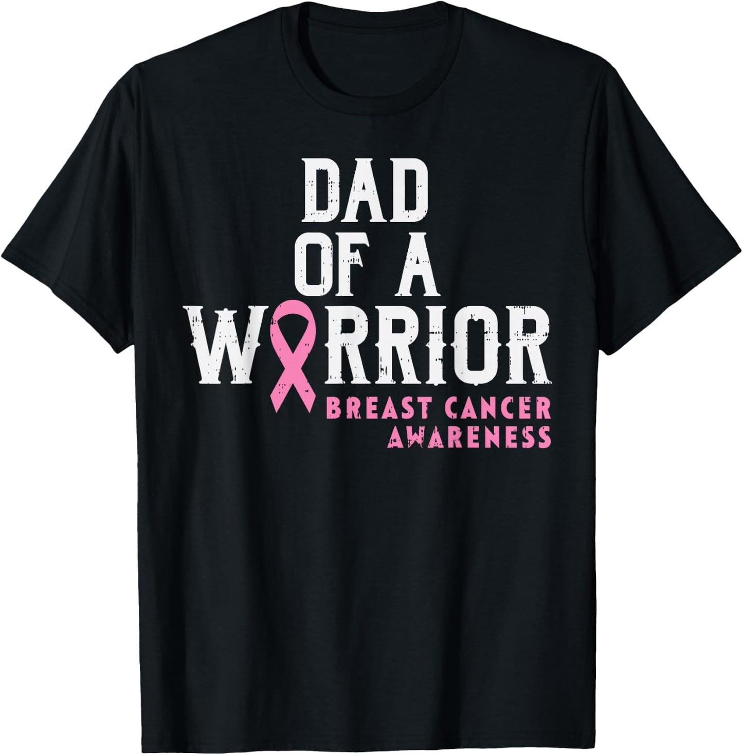 Dad Of A Warrior Breast Cancer Awareness Support Daughter T-Shirt - T-Shirt | Black