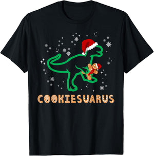 Cookiesaurus Christmas Dinosaur Rex Sugar Cookie T-Shirt - T-Shirt | Black