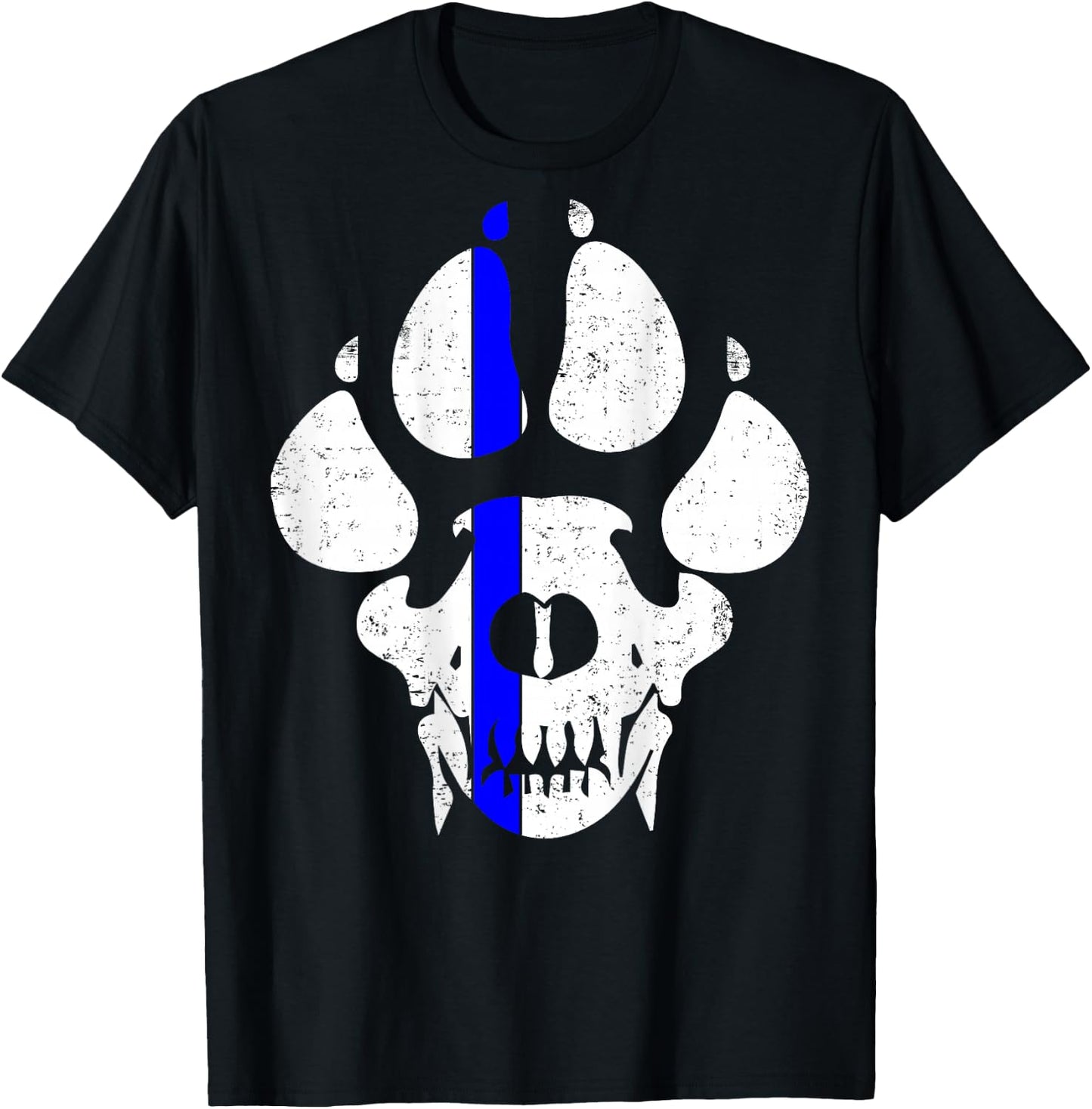 K9 Police Officer Police Dog Paw Skull Law Enforcement T-Shirt - T-Shirt | Black