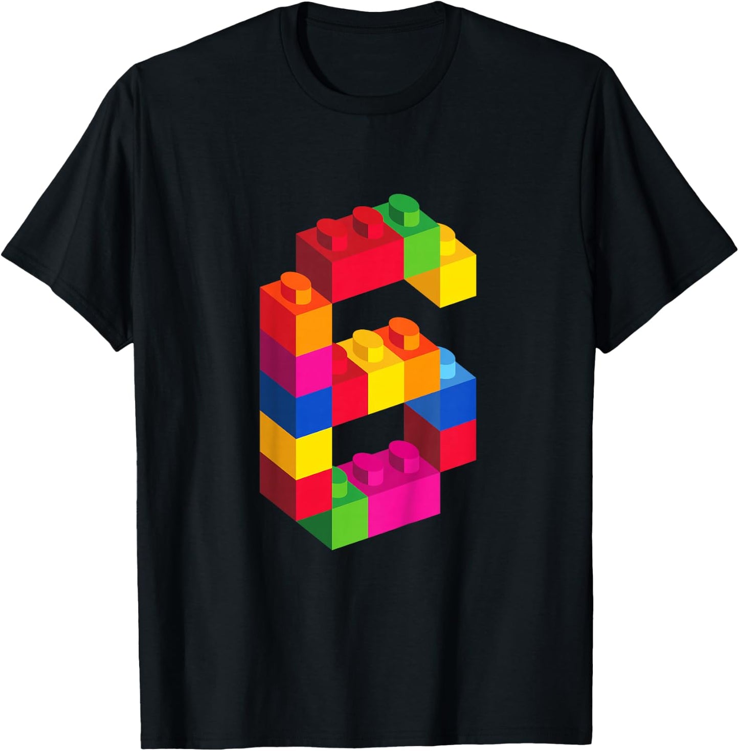 6 Year Old Building Blocks Birthday Bricks 6th Gift T-Shirt - T-Shirt | Black