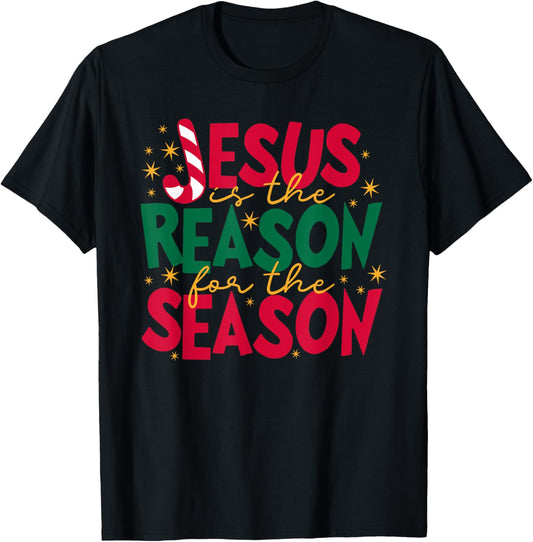 Jesus is the Reason for the Season - Candy Cane "J" T-Shirt - T-Shirt | Black