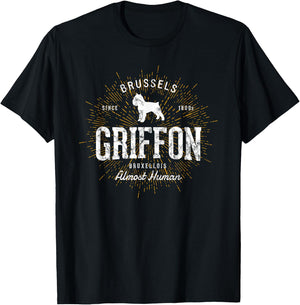 Vintage Style Retro Brussels Griffon T-Shirt - T-Shirt | Black