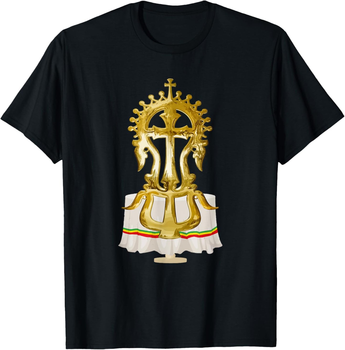 Ethiopian Cross African Graphic Art T-Shirt - T-Shirt | Black