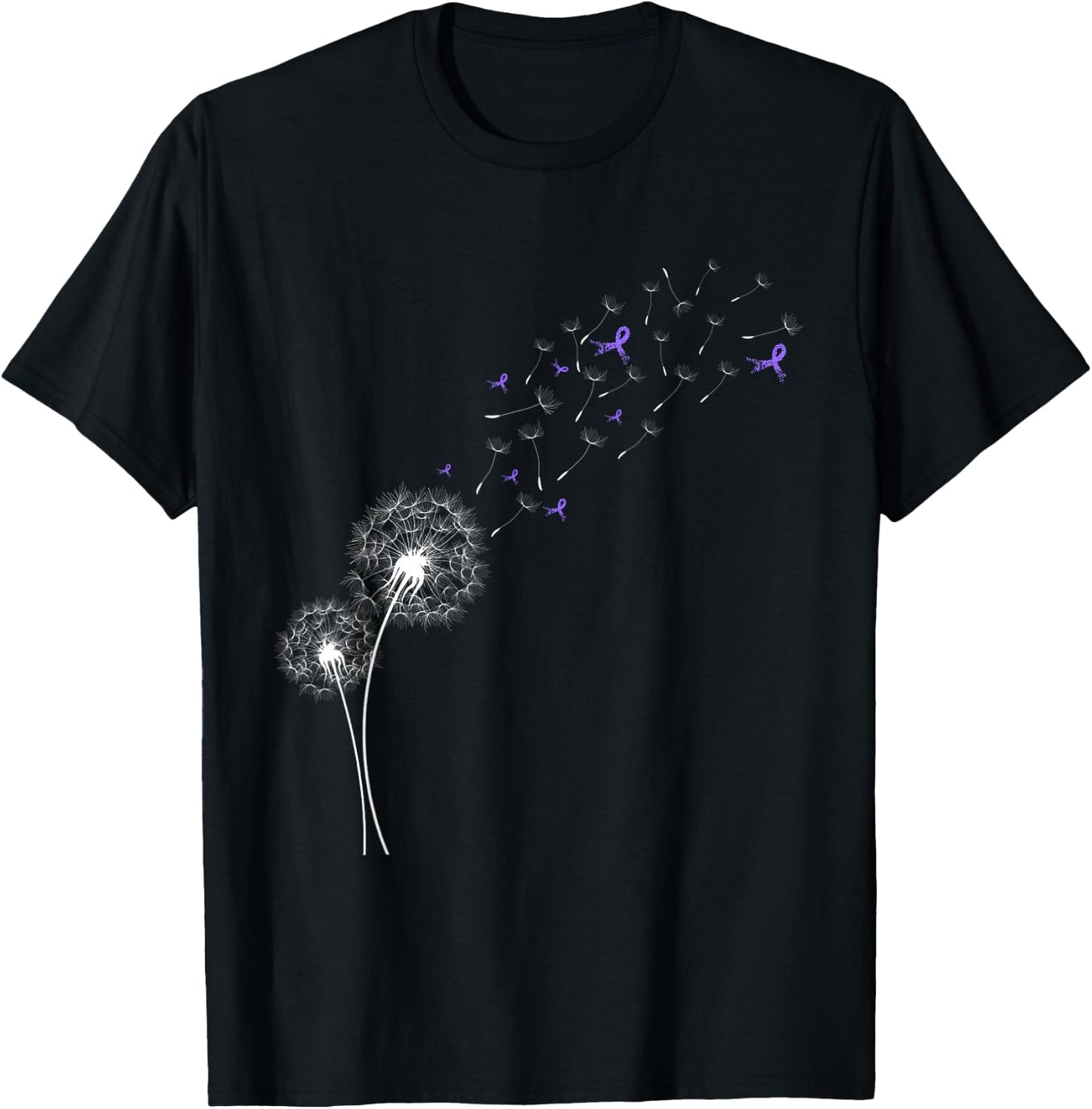 Dandelion Purple Ribbon Pancreatic Cancer Awareness T-Shirt - T-Shirt | Black