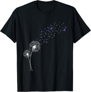 Dandelion Purple Ribbon Pancreatic Cancer Awareness T-Shirt - T-Shirt | Black