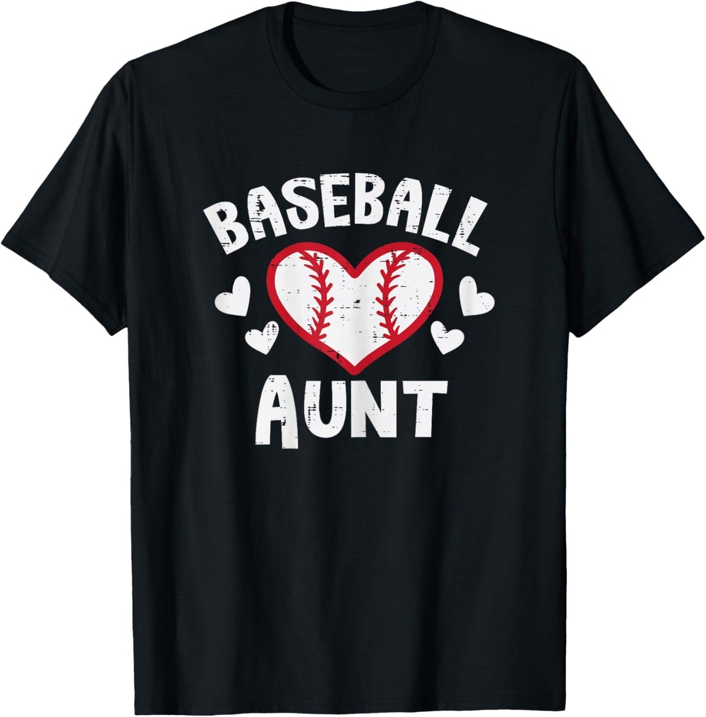Baseball Aunt Heart Family Matching Aunty Auntie Women T-Shirt - T-Shirt | Black