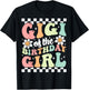 Gigi of The Birthday Girl Cute Family Groovy Birthday Party T-Shirt - T-Shirt | Black